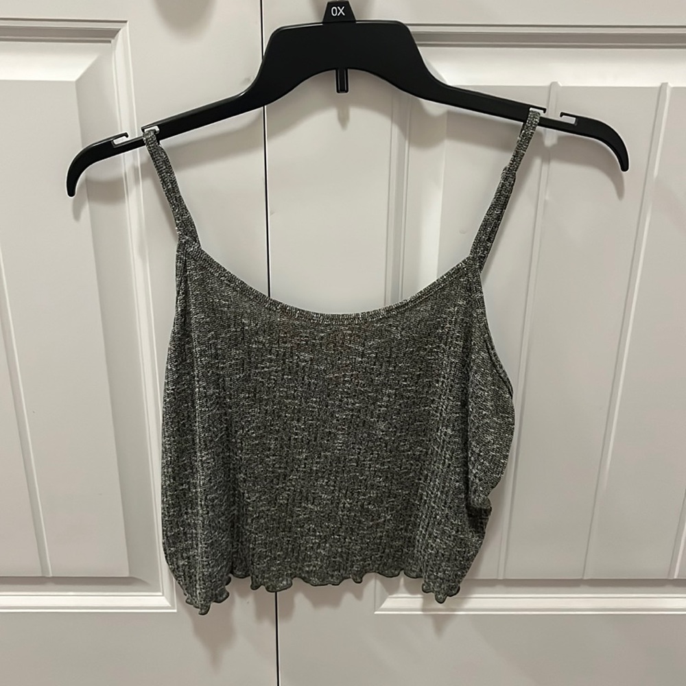 Women’s Ribbed Green Cropped Tank Top